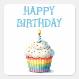 Happy Birthday Cupcake Vierkante Sticker