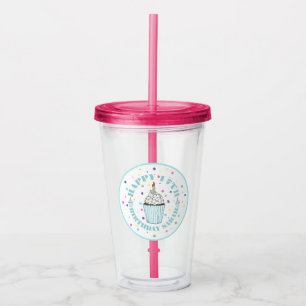 Happy Birthday Cupcake w/Candle Party Favor Acryl Drinkbeker
