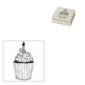 Happy Birthday Cupcake w/ Candle Sprinkles Stamp Rubberstempel (Gestempeld)