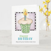Happy Birthday Cupcake Wenskaart Kaart (Gele Bloem)