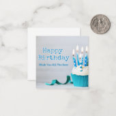 Happy Birthday Cupcake Wenskaart Notitiekaartje (Voorkant / Achterkant in situ)