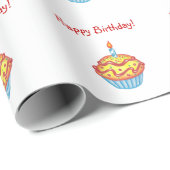 Happy Birthday Cupcake Wrapping Paper Cadeaupapier (Rol Hoek)