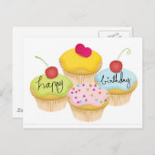 Happy Birthday Cupcakes Briefkaart (Voorkant / Achterkant)