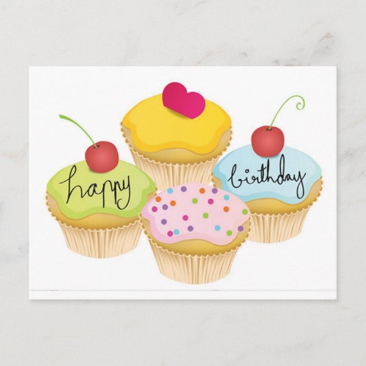 Happy Birthday Cupcakes Briefkaart (Voorkant)