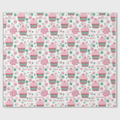 Happy Birthday Cupcakes en Snoep Pattern Cadeaupapier (Vlak)