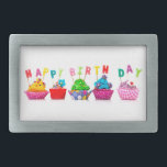 Happy Birthday Cupcakes Gesp<br><div class="desc">Viel het kind/de volwassene van de verjaardag met een speciaal,  feestelijk,  zoet,  cupcake afbeelding. Fun en kleurrijk</div>