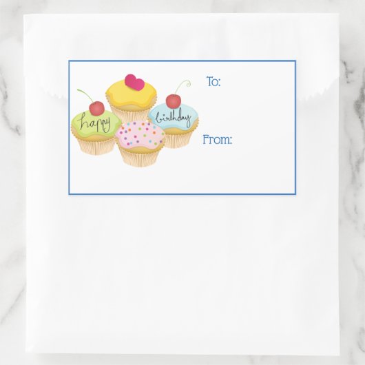 Happy Birthday Cupcakes Gift Label Stickers (Tas)