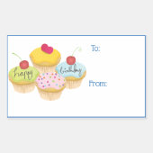 Happy Birthday Cupcakes Gift Label Stickers (Voorkant)