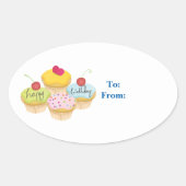 Happy Birthday Cupcakes Gift Label Stickers (Voorkant)