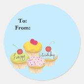 Happy Birthday Cupcakes Gift Label Stickers (Voorkant)