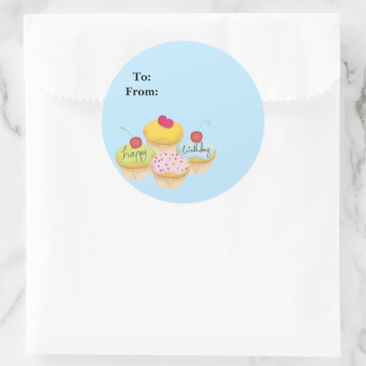 Happy Birthday Cupcakes Gift Label Stickers (Tas)