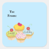 Happy Birthday Cupcakes Gift Label Stickers (Voorkant)