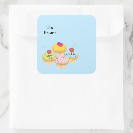 Happy Birthday Cupcakes Gift Label Stickers (Tas)