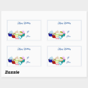 Happy Birthday Cupcakes Gift Label Stickers