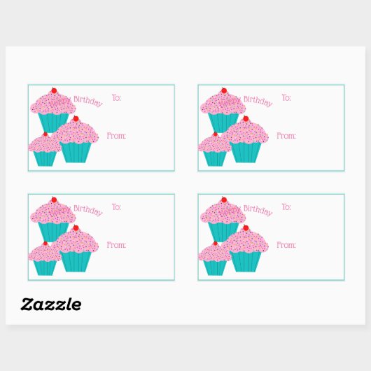 Happy Birthday Cupcakes Gift Label Stickers (Vel)