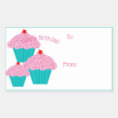 Happy Birthday Cupcakes Gift Label Stickers (Voorkant)