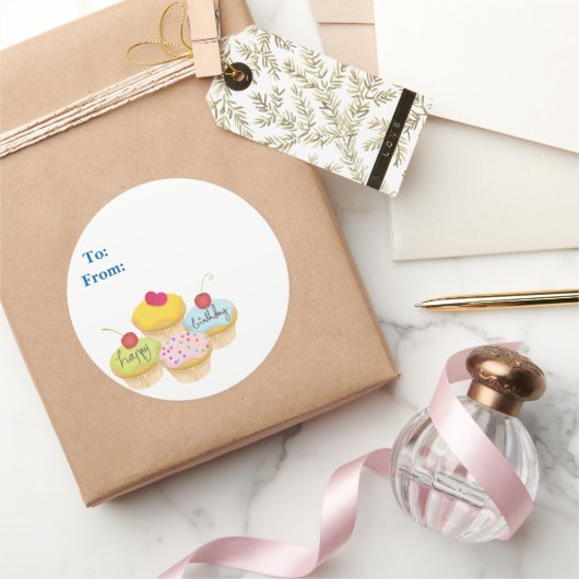 Happy Birthday Cupcakes Gift Label Stickers (Geschenken)