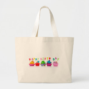 Happy Birthday Cupcakes Grote Tote Bag