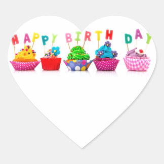 Happy Birthday Cupcakes Hart Sticker
