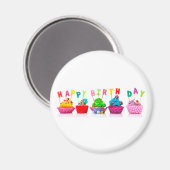 Happy Birthday Cupcakes - Magnet (Voorkant / Achterkant)