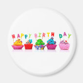 Happy Birthday Cupcakes - Magnet (Voorkant)