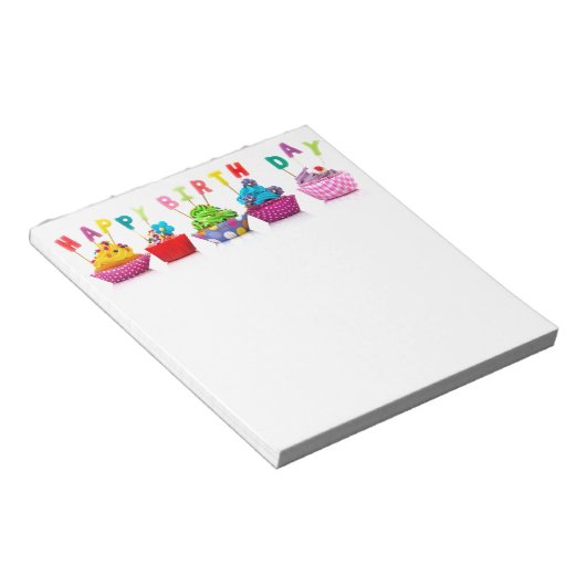 Happy Birthday Cupcakes Notitieblok (Schuin)