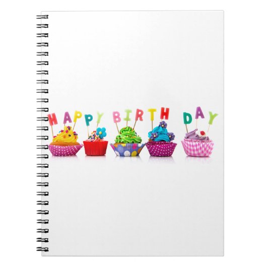 Happy Birthday Cupcakes Notitieboek (Voorkant)