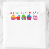 Happy Birthday Cupcakes Ovale Sticker (Tas)