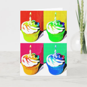 Happy Birthday Cupcakes Pop Art Wenskaart Kaart