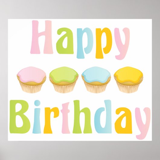 Happy Birthday Cupcakes Poster (Voorkant)