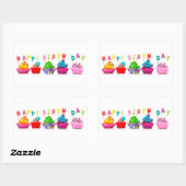 Happy Birthday Cupcakes Rechthoekige Sticker (Vel)
