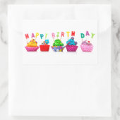 Happy Birthday Cupcakes Rechthoekige Sticker (Tas)