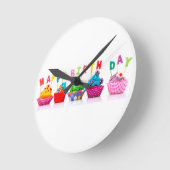 Happy Birthday Cupcakes Ronde Klok (Hoek)