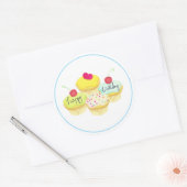 Happy Birthday Cupcakes Ronde Sticker (Envelop)