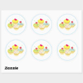 Happy Birthday Cupcakes Ronde Sticker (Vel)