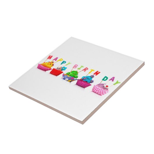 Happy Birthday Cupcakes Tegeltje (Zijkant)