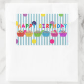 Happy Birthday Cupcakes w/Stripes" Rechthoekige Sticker (Tas)