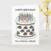 Happy Birthday Curling Stones Kaart (Gele Bloem)