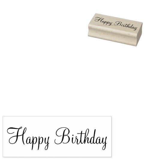 Happy Birthday Cursive Script-Sjabloon Rubberstempel (Gestempeld)