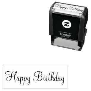 Happy Birthday Cursive Script-Sjabloon Zelfinktende Stempel