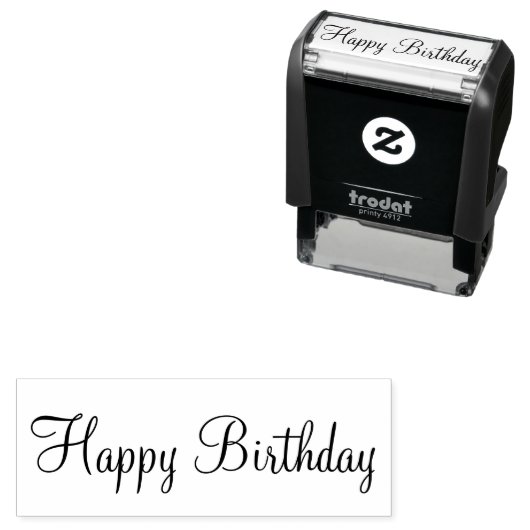 Happy Birthday Cursive Script-Sjabloon Zelfinktende Stempel (In situ)