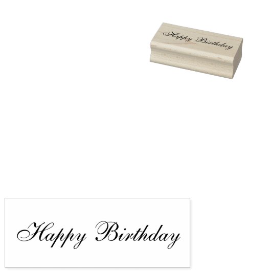 Happy Birthday Cursive Script Tekst Sjabloon Rubberstempel (Gestempeld)