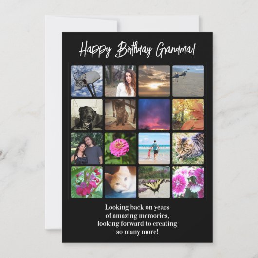 Happy Birthday Custom 16 Foto Afbeelding Collage Kaart (Voorkant)