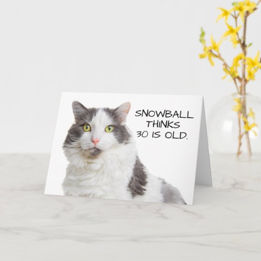 Happy Birthday Custom Age Cat Humor Kaart (Gele Bloem)