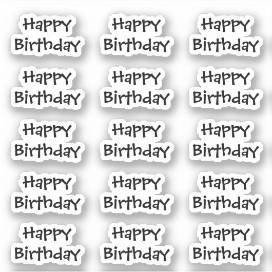 Happy Birthday Custom Age Text Color Black White Sticker (Voorkant)