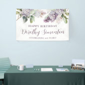 Happy Birthday Custom Banner Paarse Bloemen 100th (Beurs)