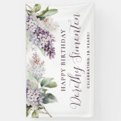 Happy Birthday Custom Banner Paarse Bloemen 18e (Verticaal)