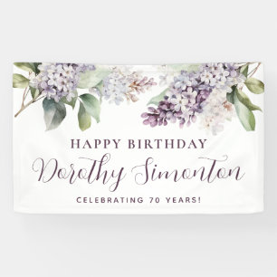 Happy Birthday Custom Banner Paarse Bloemen 70e