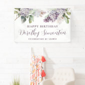 Happy Birthday Custom Banner Paarse Bloemen 80e (Insitu)