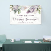 Happy Birthday Custom Banner Paarse Bloemen 80e (Beurs)